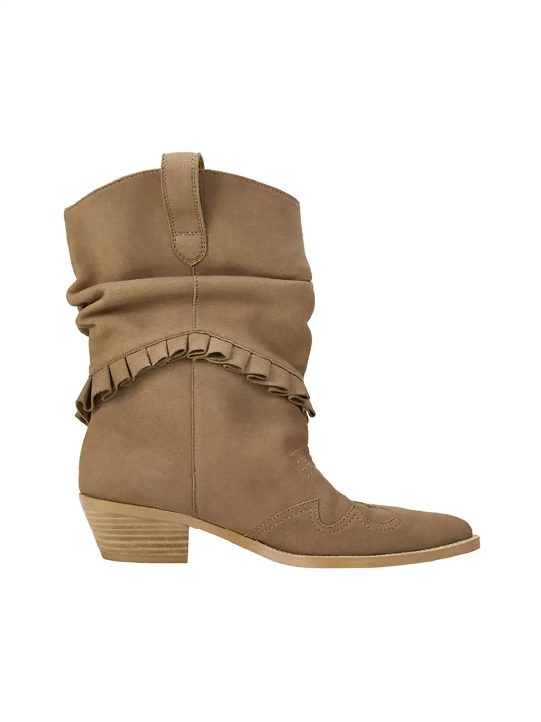 ECODAY | Retro Embroidered Suede Slouch Boots