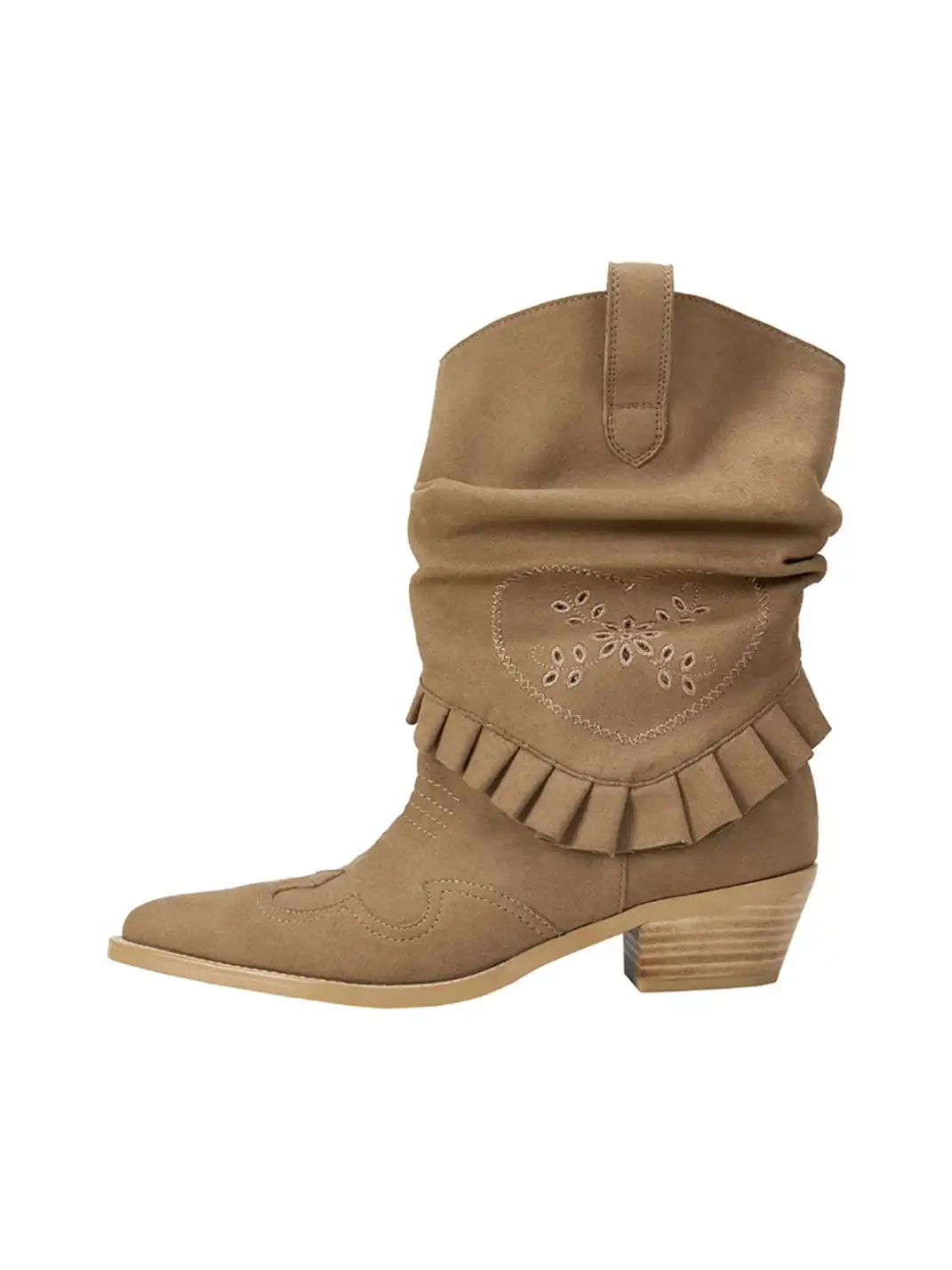 ECODAY | Retro Embroidered Suede Slouch Boots
