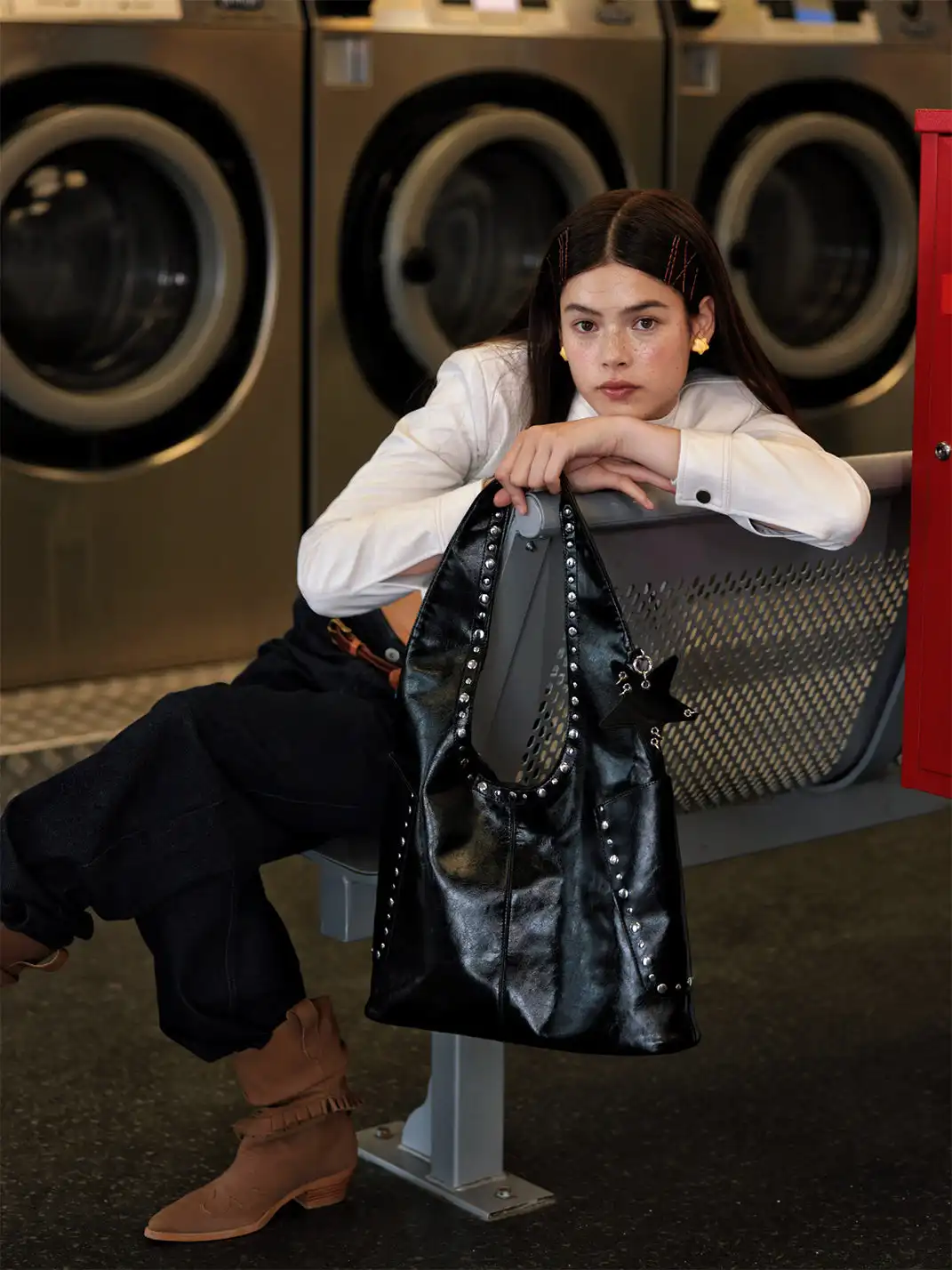 ECODAY | Retro Studded Shoulder Bag