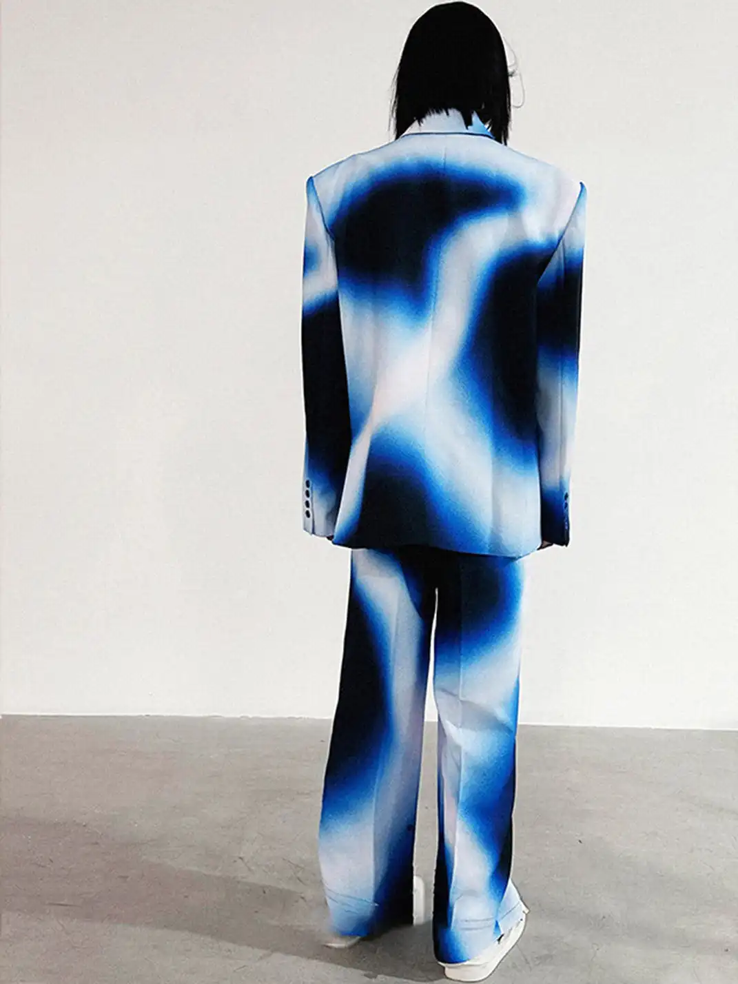 GUSHPSYCHIC | Blue Gradient Lapel Casual Suit Pants Set