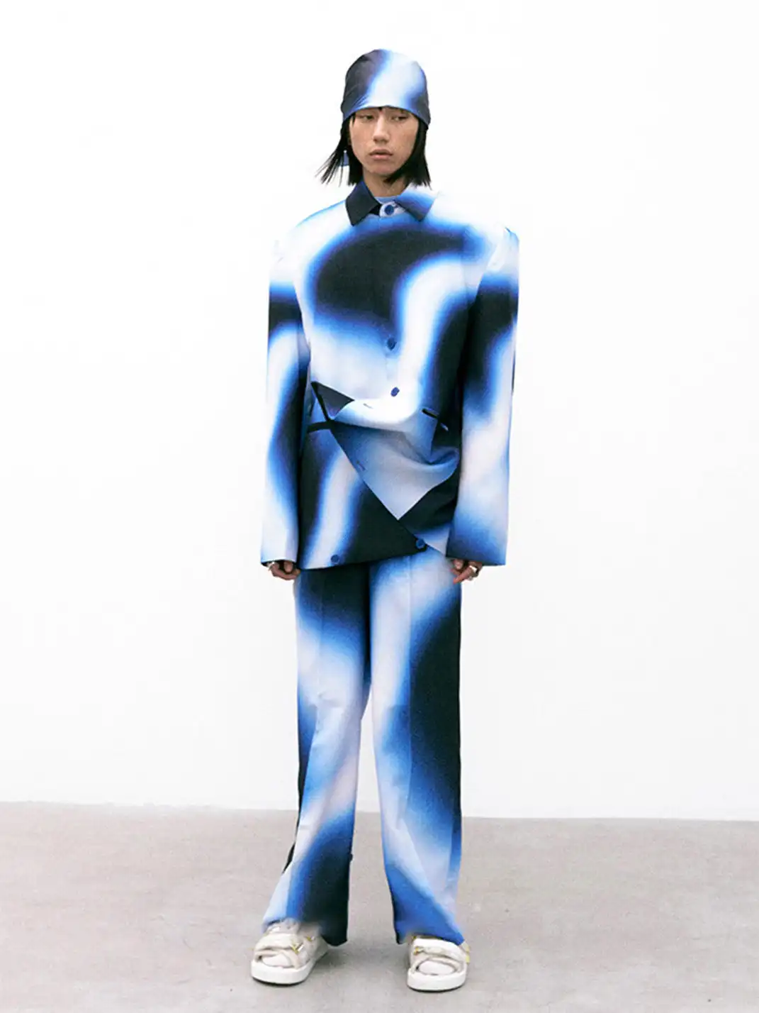 GUSHPSYCHIC | Blue Gradient Lapel Casual Suit Pants Set