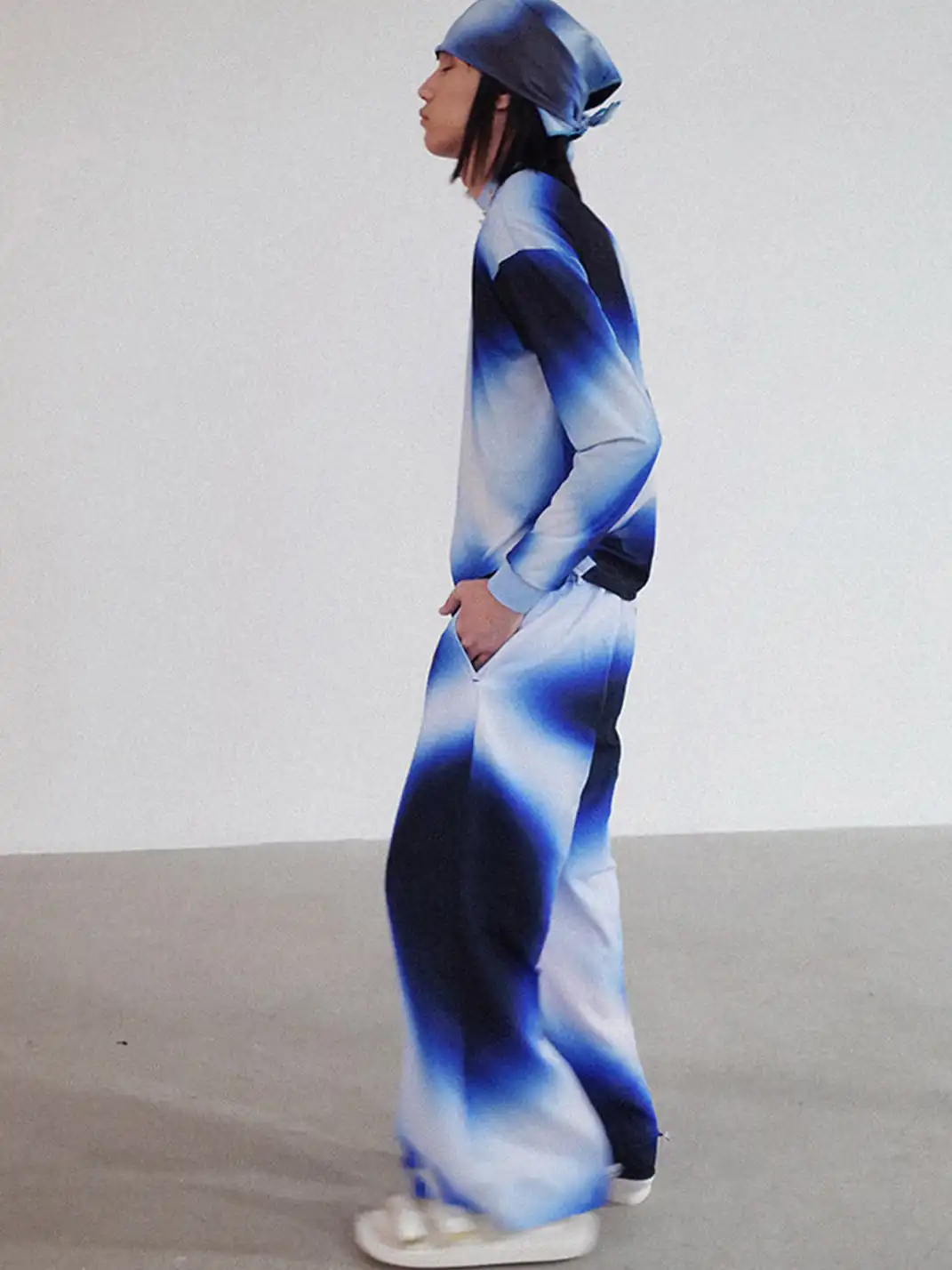 GUSHPSYCHIC | Blue Gradient Lapel Casual Suit Pants Set