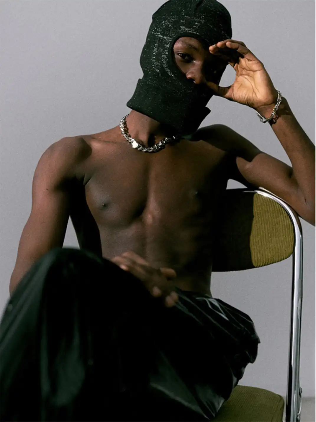 GUSHPSYCHIC | Openwork Wool Rolled Edge Knitted Cold Blindfold Mask