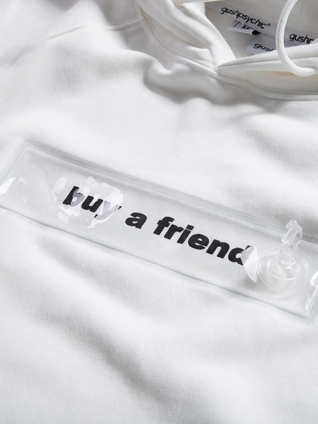 GUSHPSYCHIC | Airbag Inflatable Letter Fleece Hooded Sweatshirt