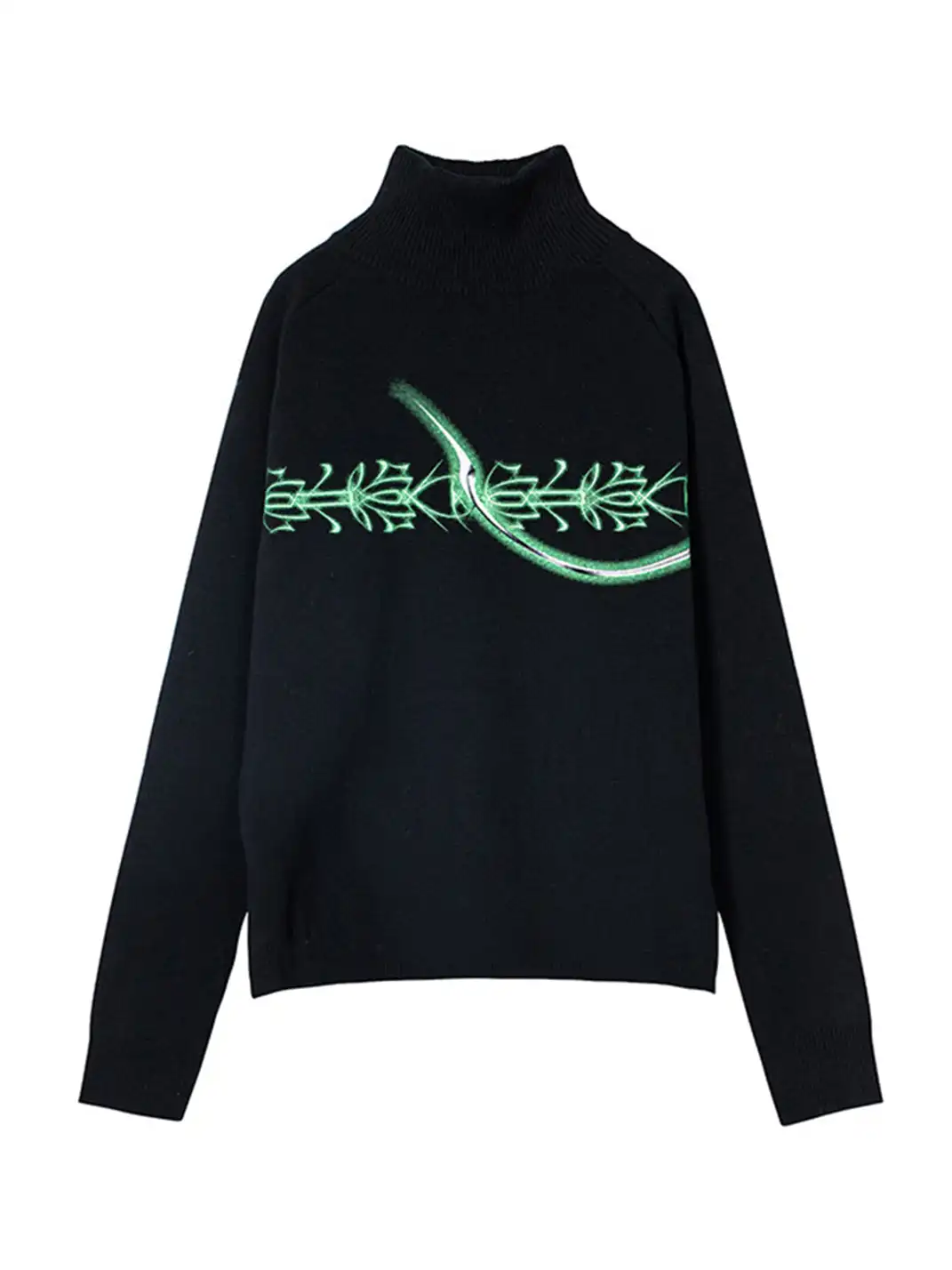 GUSHPSYCHIC | Printed Design Knit Sweater And Wool Skirt Set