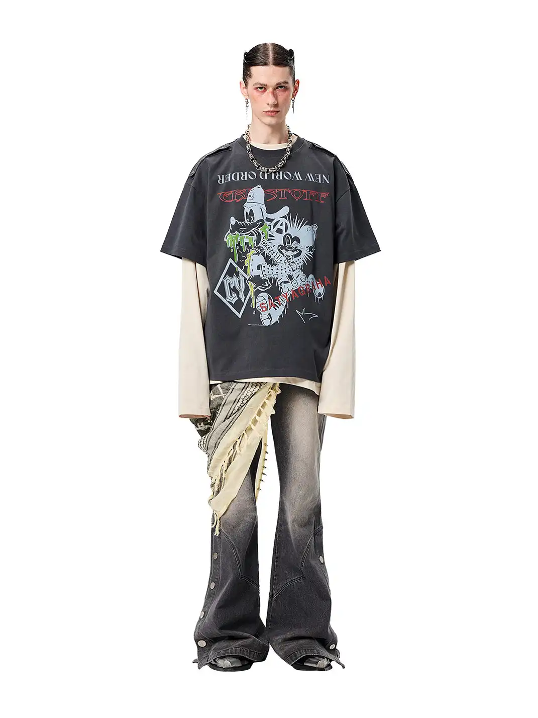 CYCYCY | Vintage Washed Grey Patchwork Jeans
