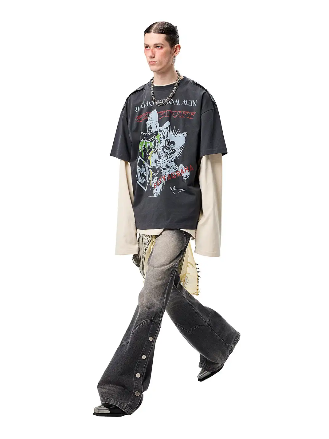 CYCYCY | Vintage Washed Grey Patchwork Jeans
