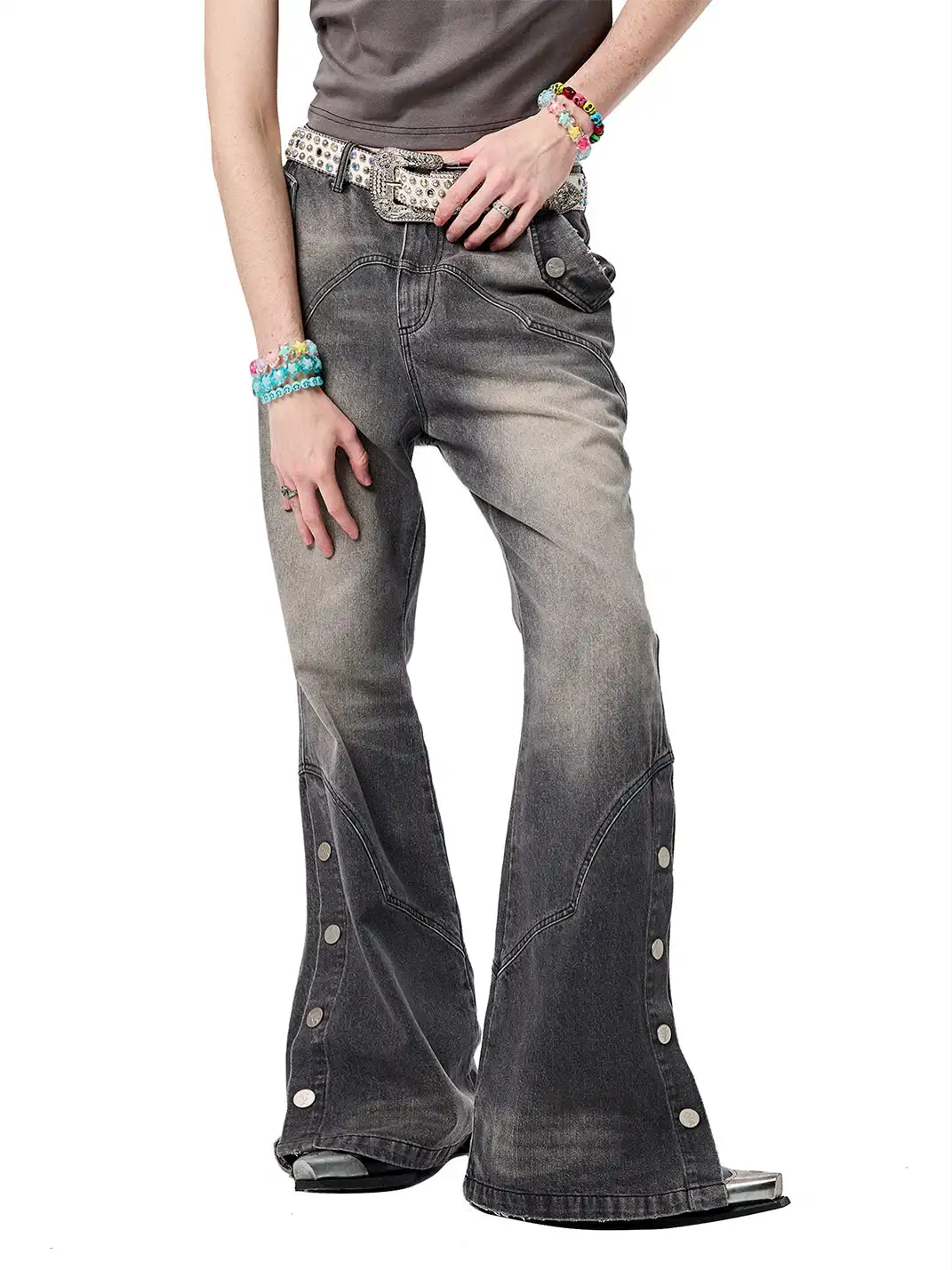 CYCYCY | Vintage Washed Grey Patchwork Jeans