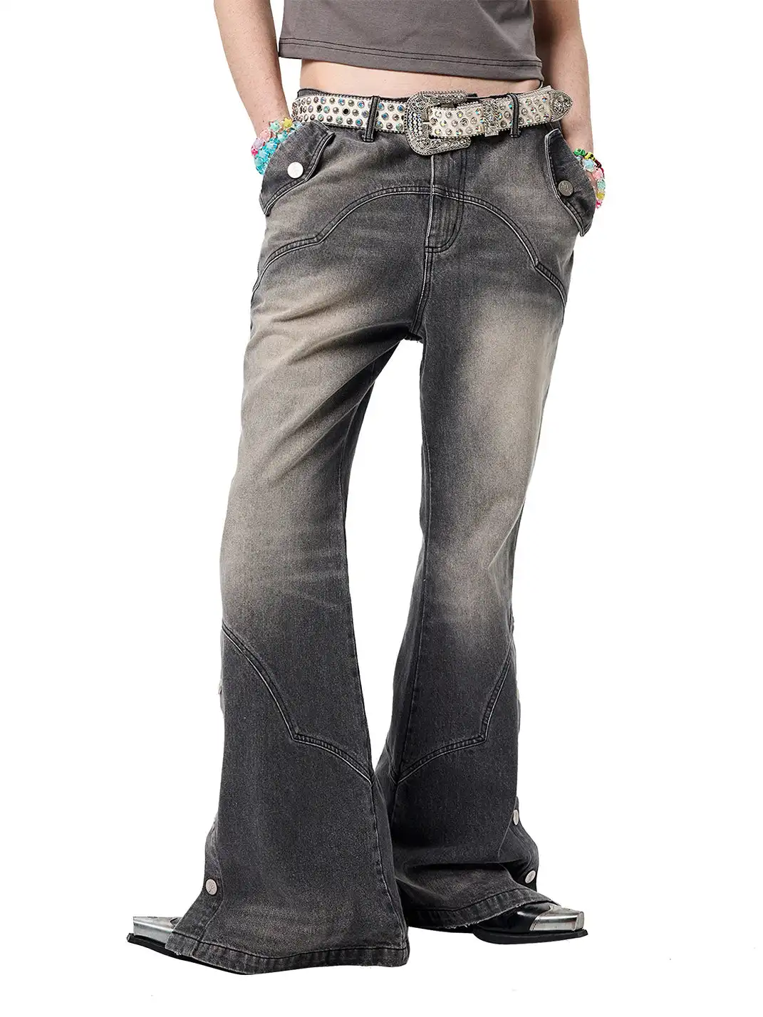 CYCYCY | Vintage Washed Grey Patchwork Jeans