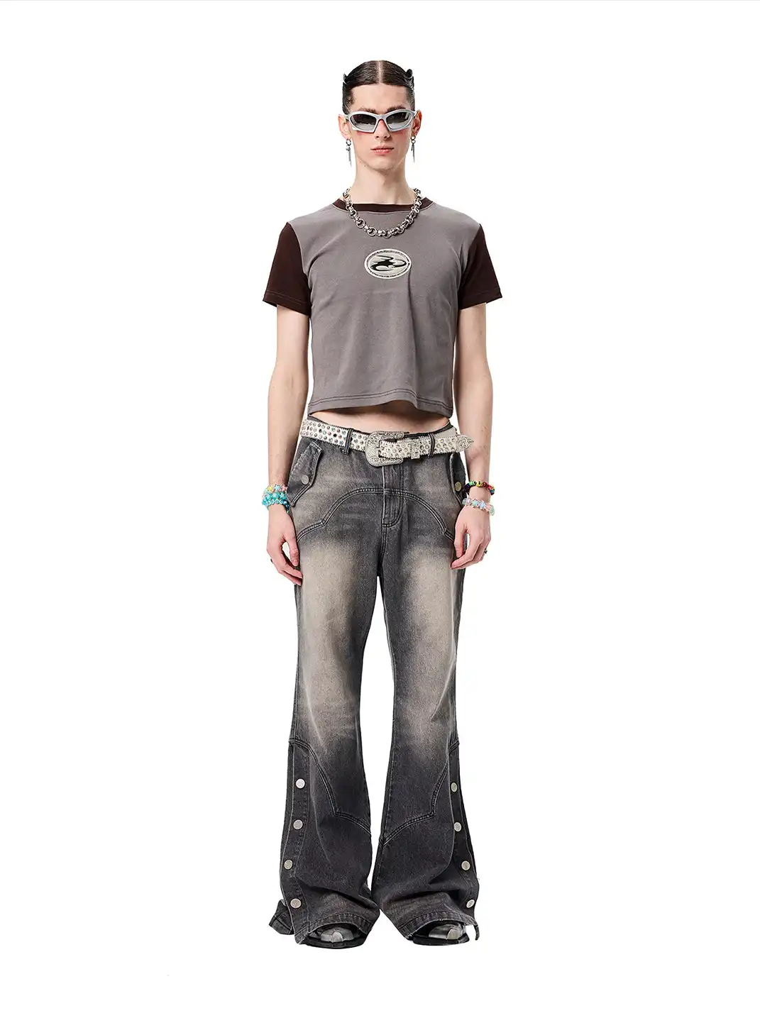 CYCYCY | Vintage Washed Grey Patchwork Jeans