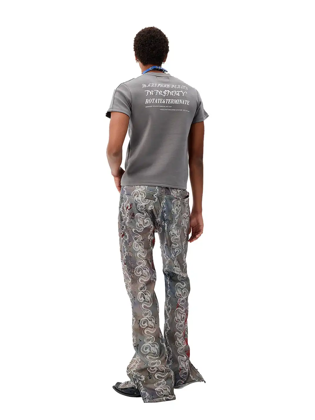 CYCYCY | Retro Patterned Dragon And Snake Print Jeans