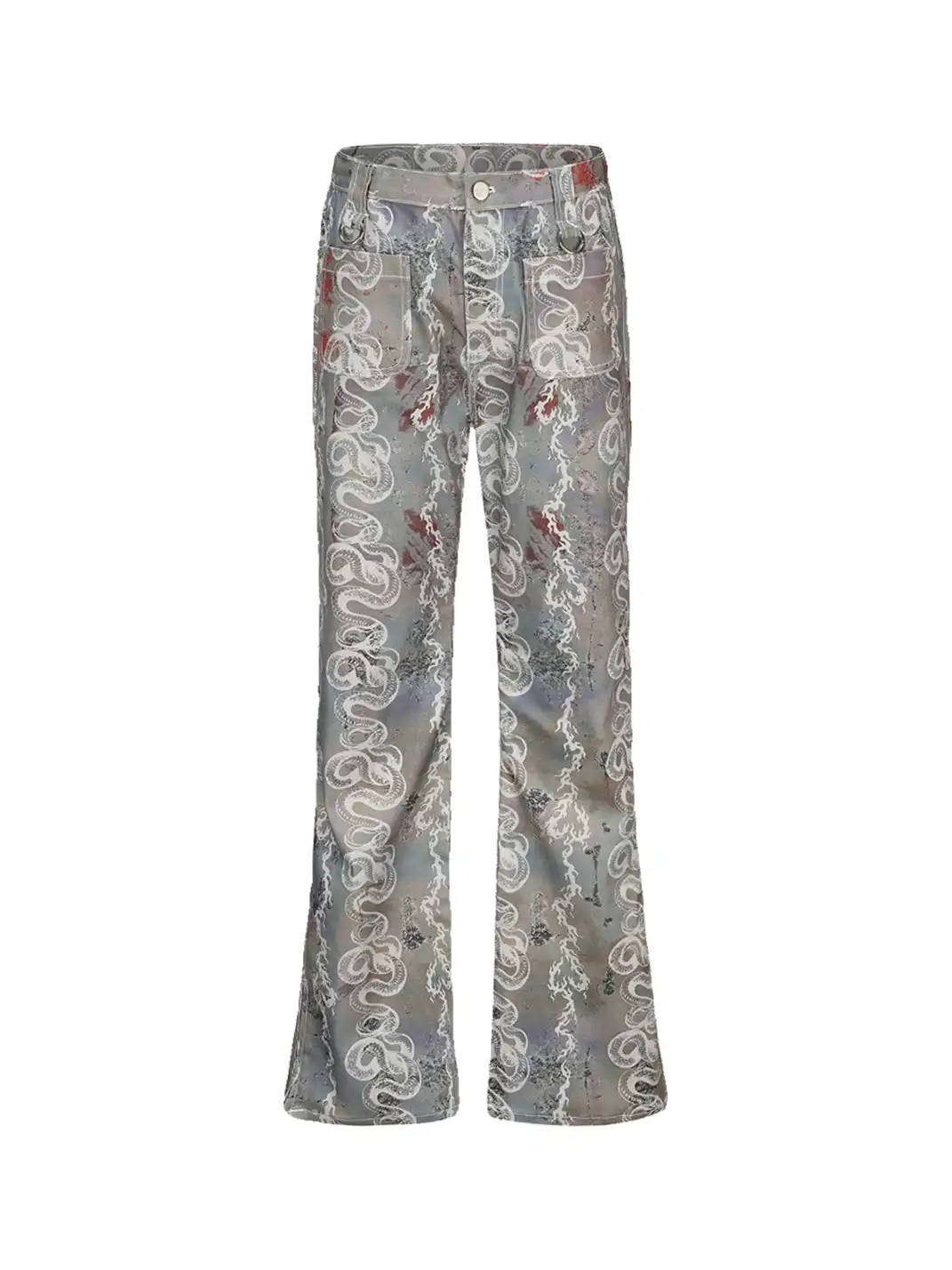 CYCYCY | Retro Patterned Dragon And Snake Print Jeans
