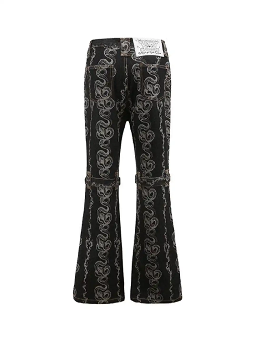 CYCYCY | Washed Dragon And Snake Pattern Bandage Jeans