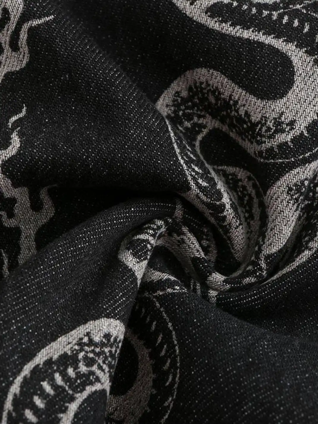 CYCYCY | Washed Dragon And Snake Pattern Bandage Jeans