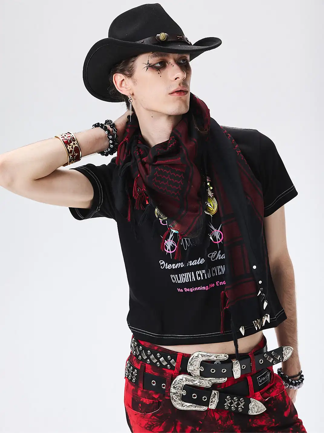 CYCYCY | Dark-Colored Studded Leather Belt