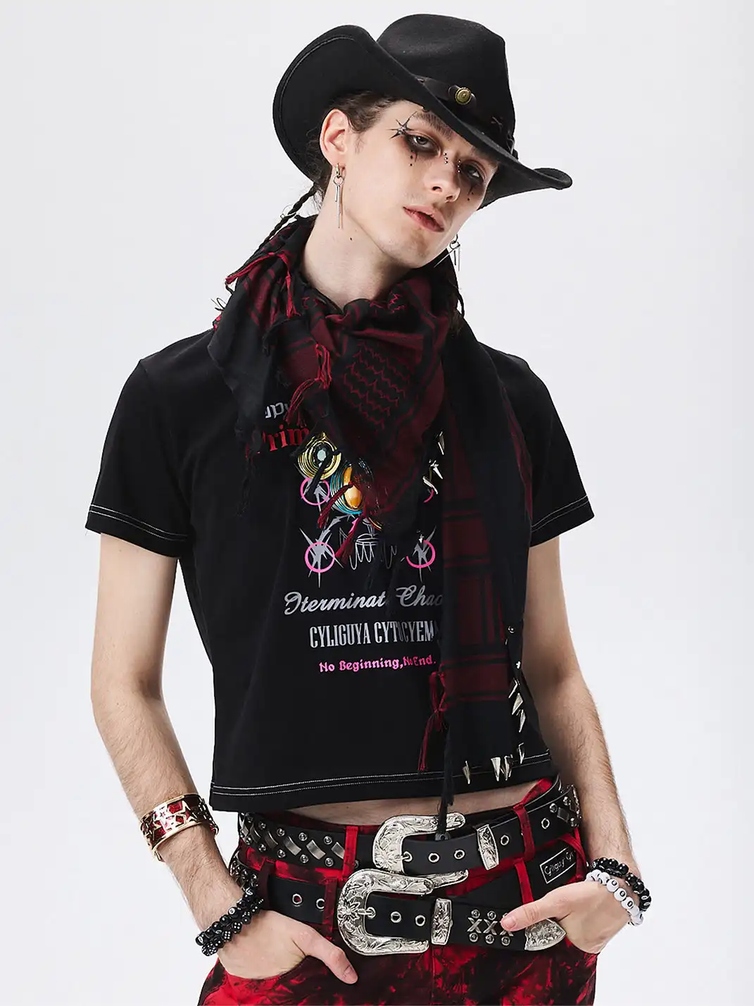 CYCYCY | Dark-Colored Studded Leather Belt
