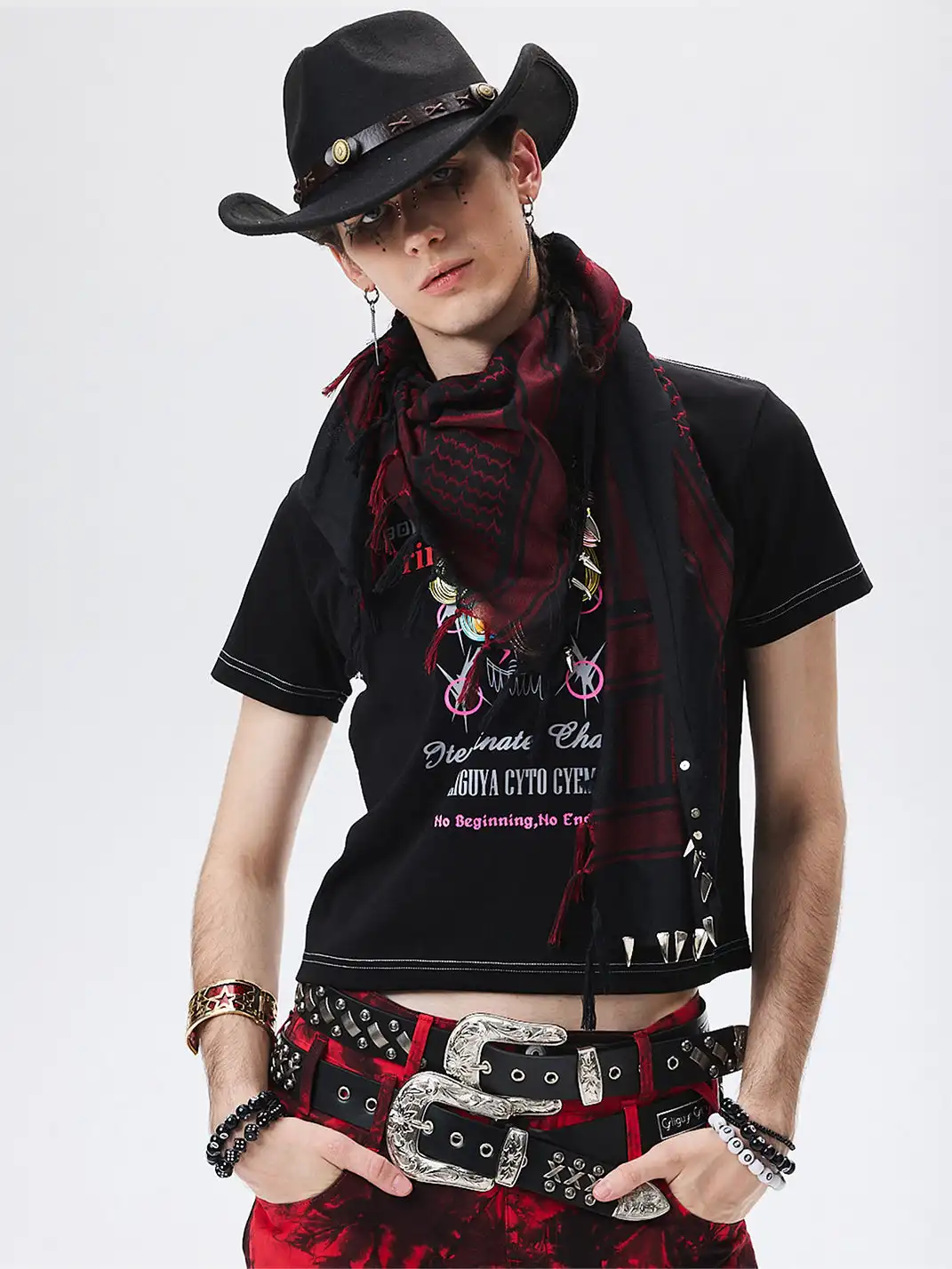 CYCYCY | Dark-Colored Studded Leather Belt