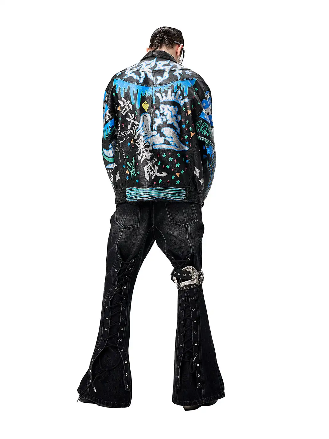 CYCYCY | Drawstring Adjustable Patchwork Flared Jeans