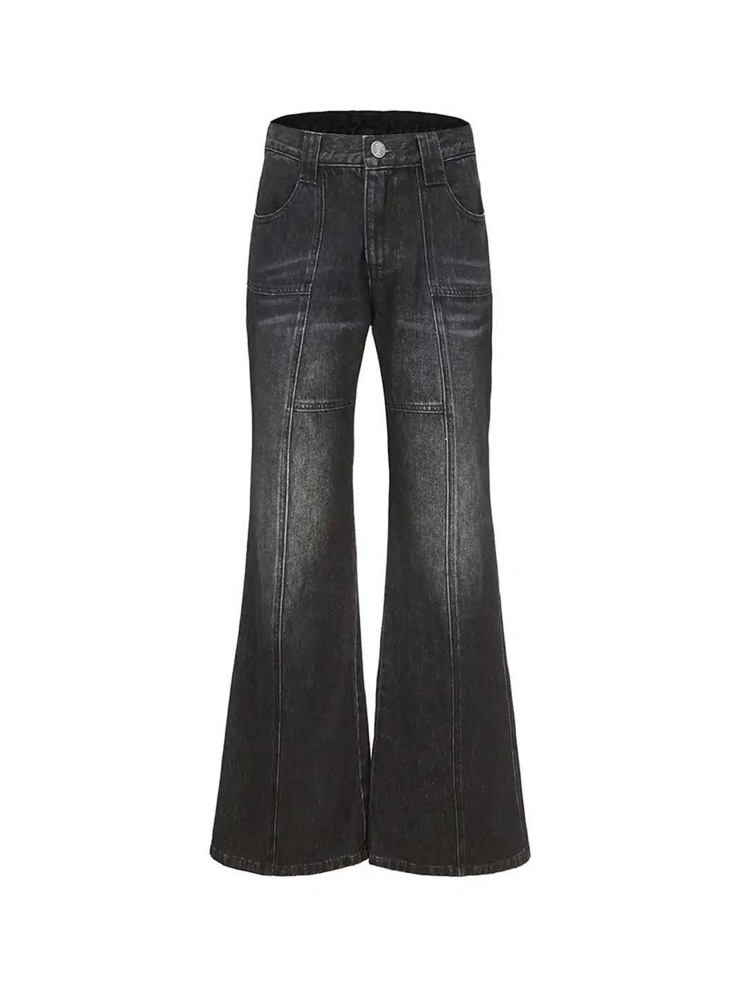 CYCYCY | Drawstring Adjustable Patchwork Flared Jeans