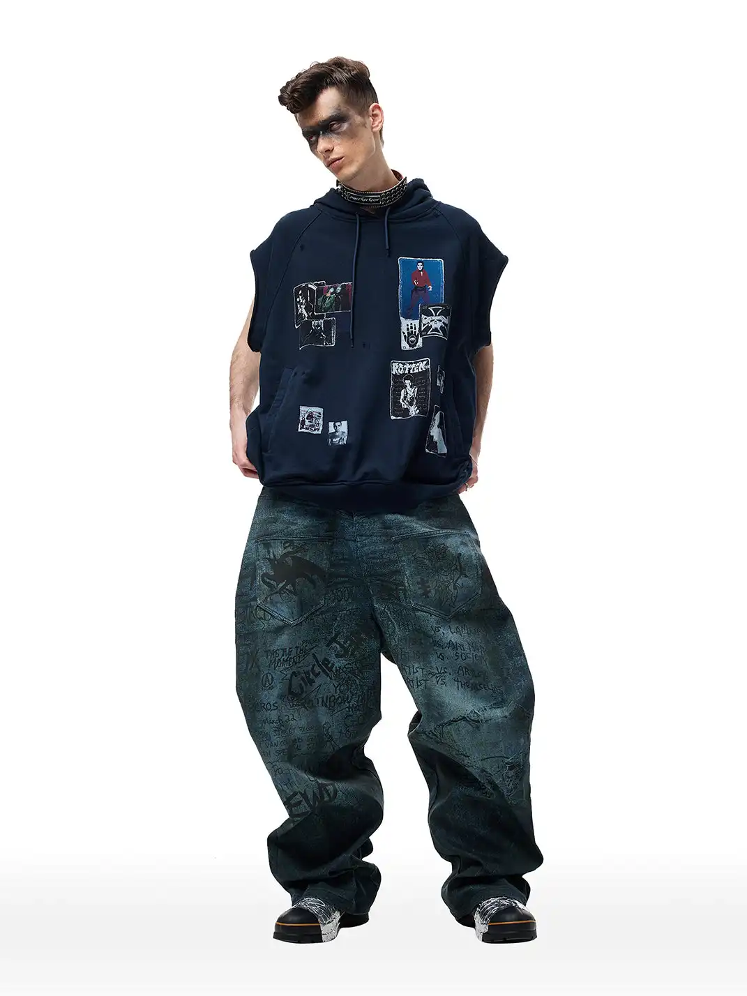 CYCYCY | Dirty Graffiti All-Over Digital Print Jeans