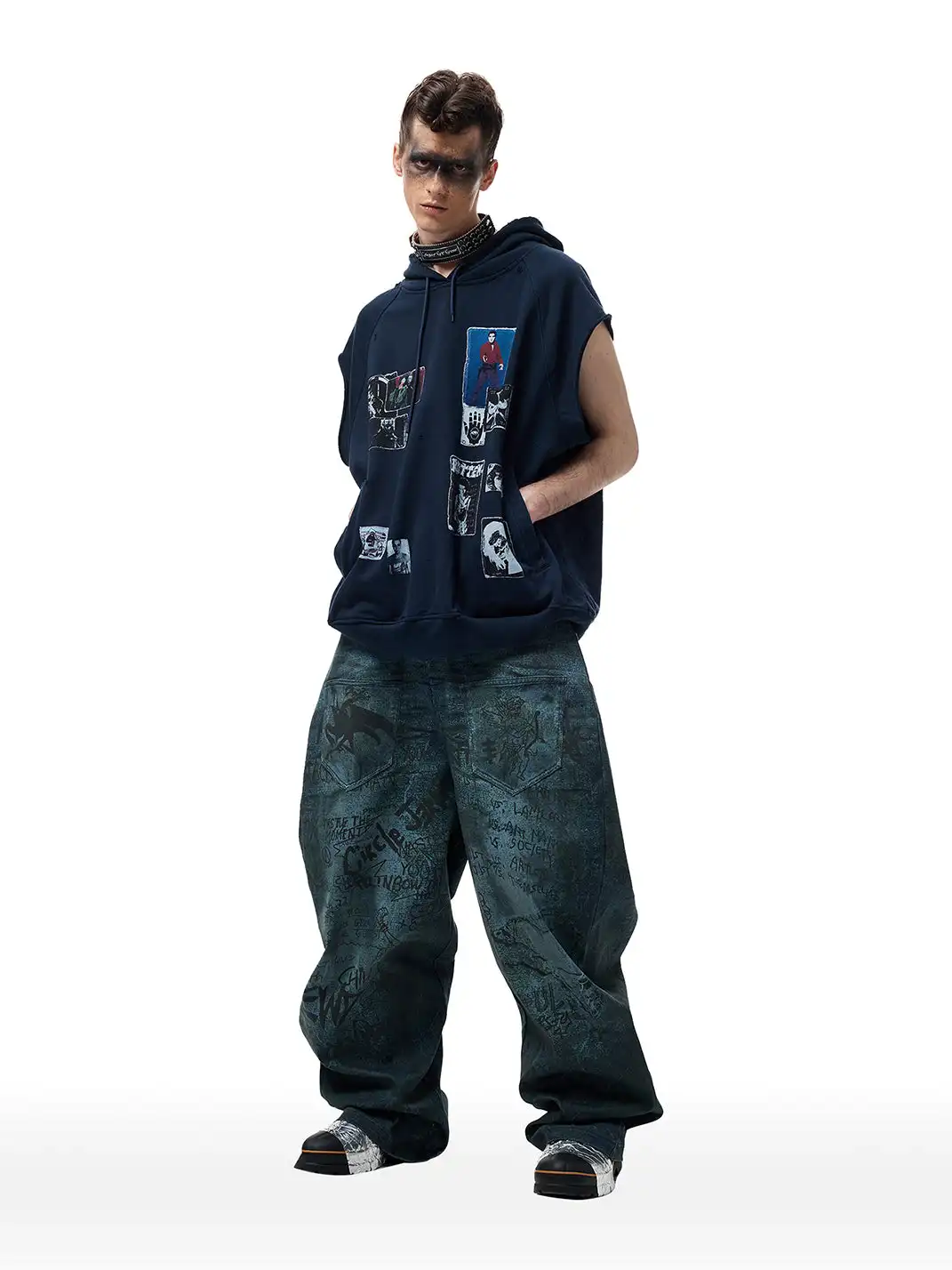 CYCYCY | Dirty Graffiti All-Over Digital Print Jeans