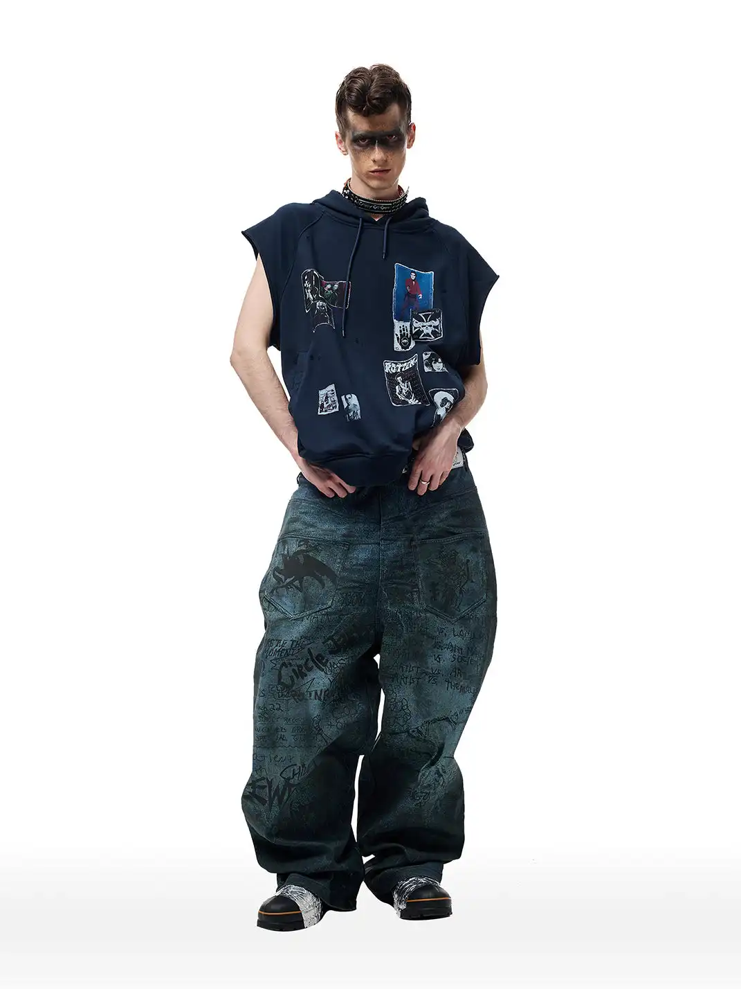 CYCYCY | Dirty Graffiti All-Over Digital Print Jeans