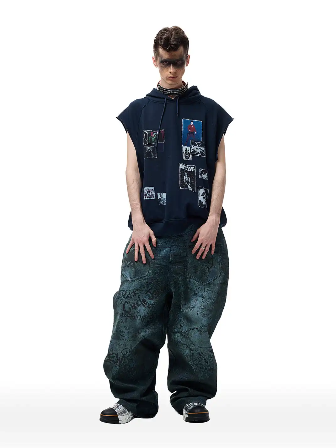 CYCYCY | Dirty Graffiti All-Over Digital Print Jeans