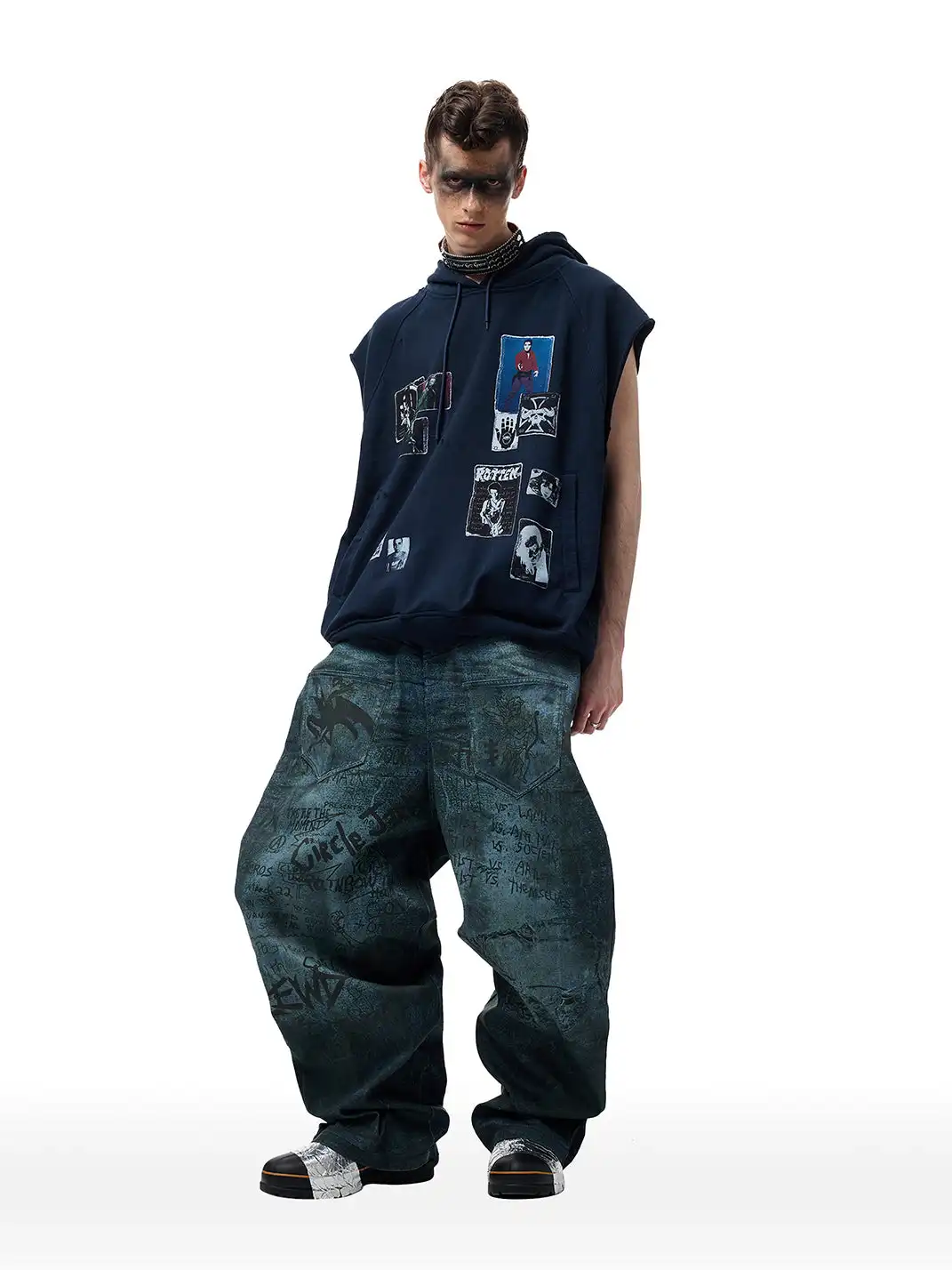CYCYCY | Dirty Graffiti All-Over Digital Print Jeans