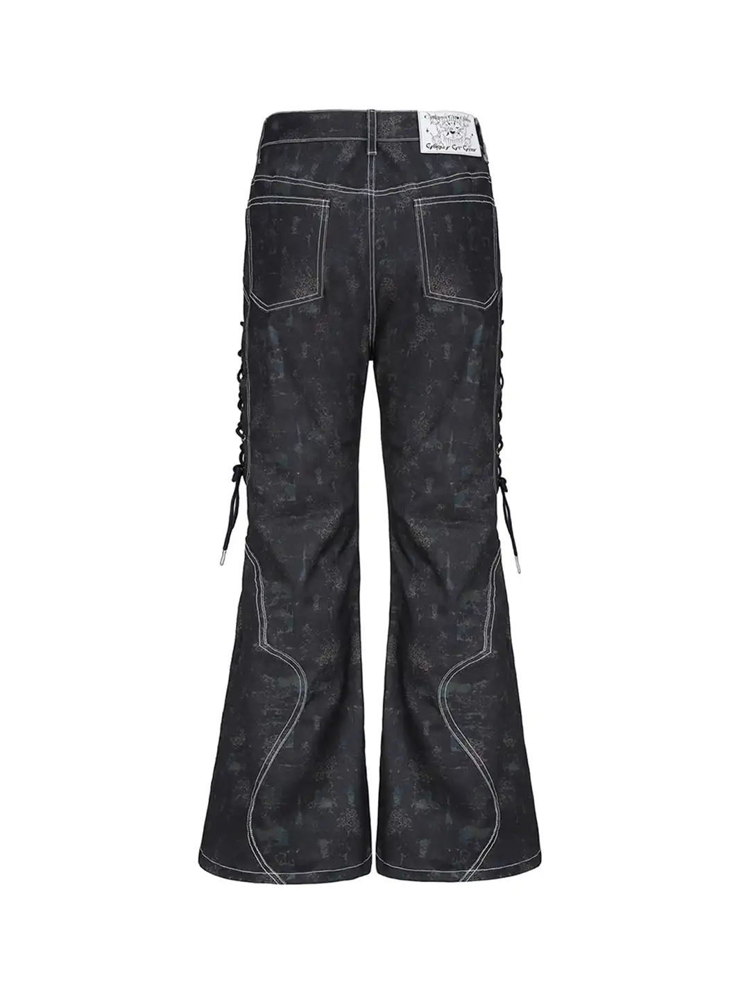 CYCYCY | Mottled Black Leopard Print Drawstring Adjustable Jeans