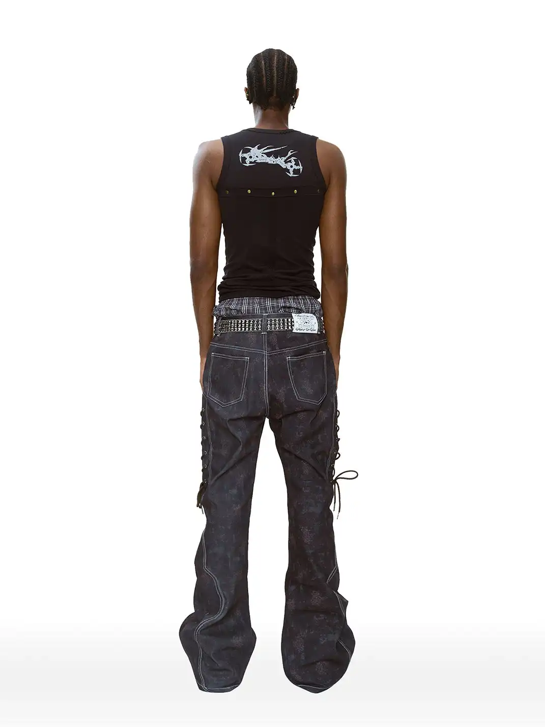 CYCYCY | Mottled Black Leopard Print Drawstring Adjustable Jeans