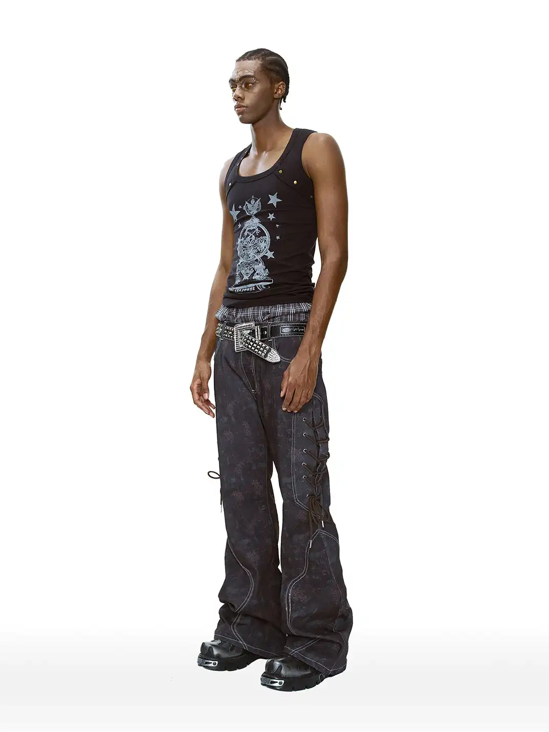 CYCYCY | Mottled Black Leopard Print Drawstring Adjustable Jeans