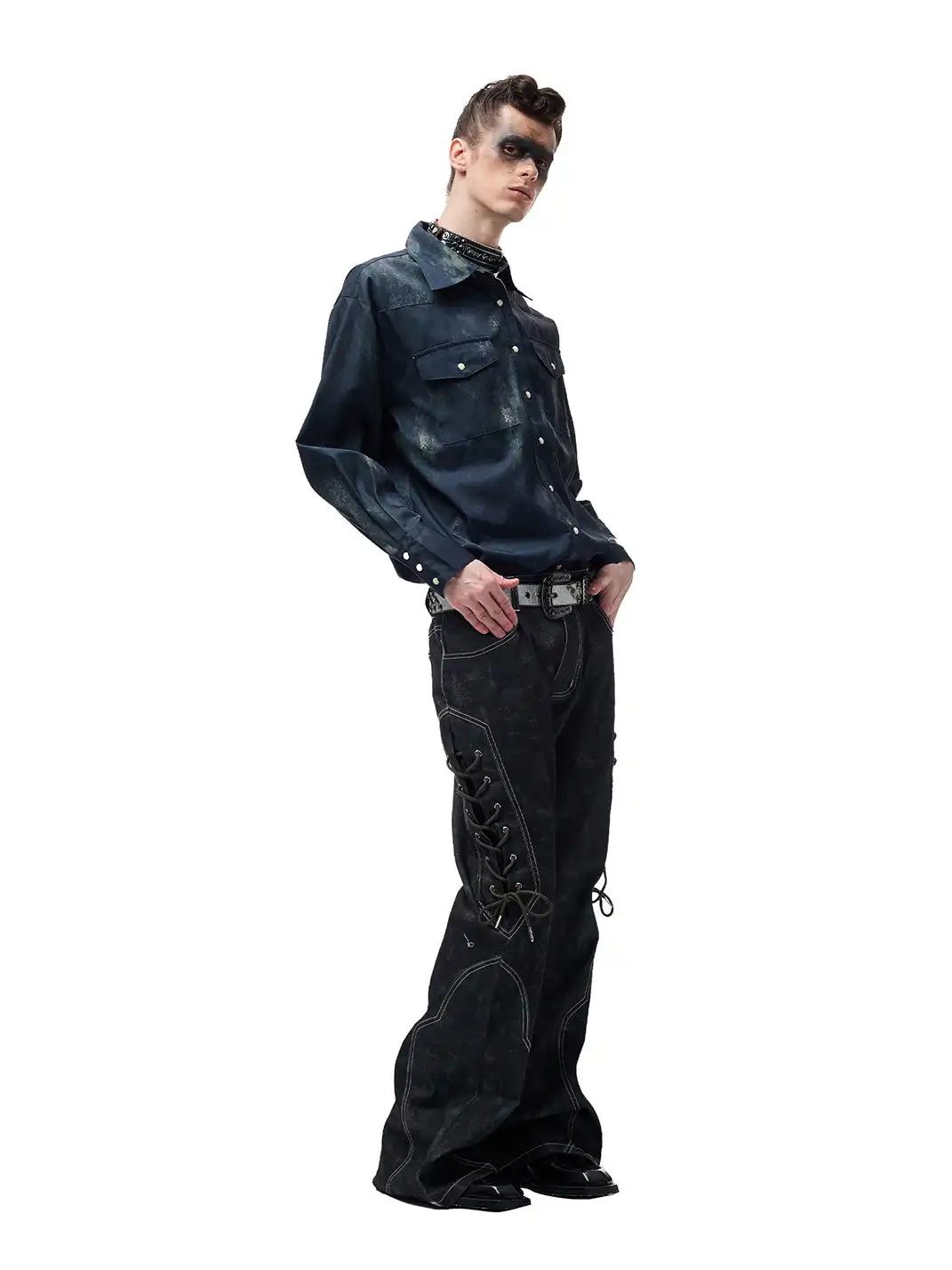 CYCYCY | Mottled Black Leopard Print Drawstring Adjustable Jeans