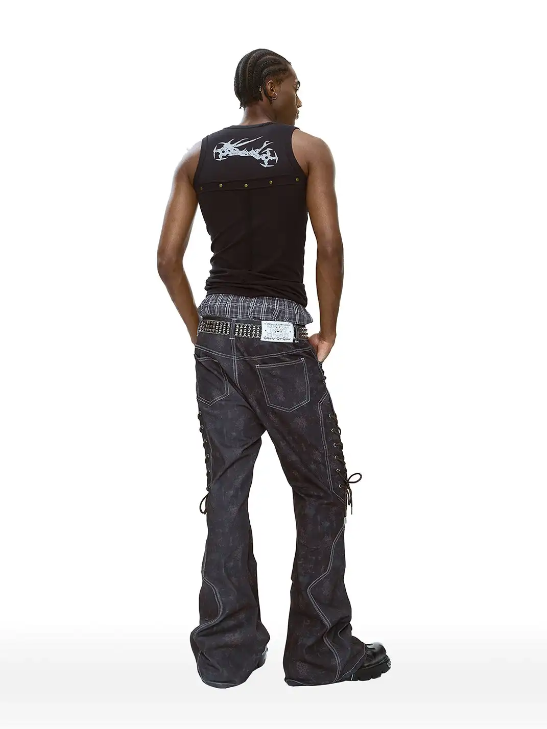 CYCYCY | Mottled Black Leopard Print Drawstring Adjustable Jeans