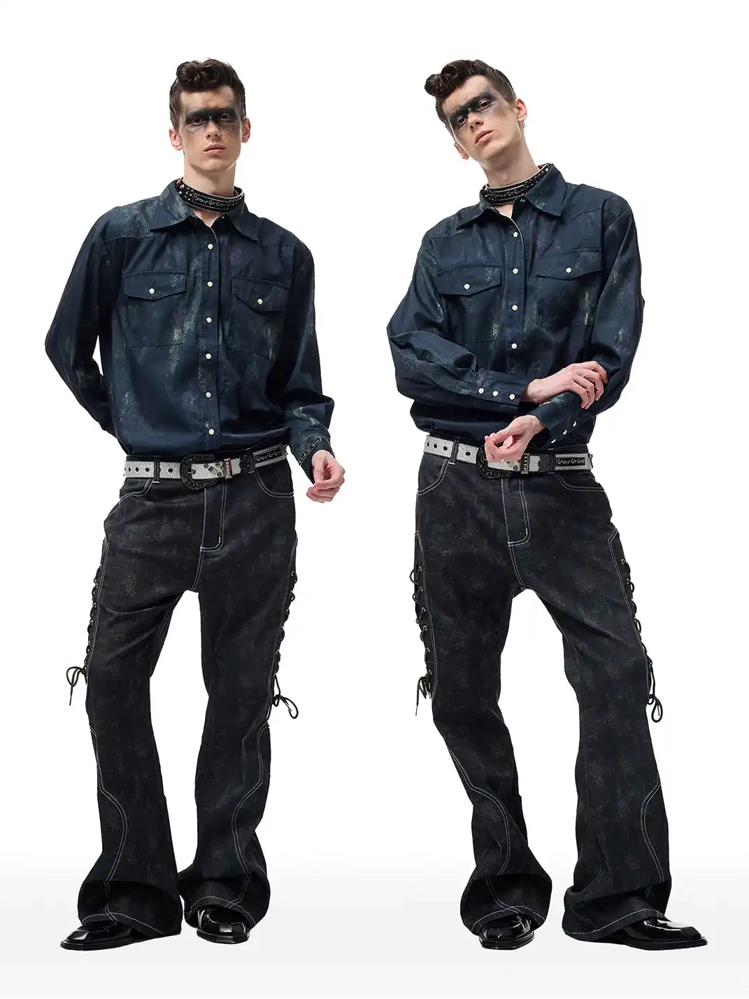 CYCYCY | Mottled Black Leopard Print Drawstring Adjustable Jeans