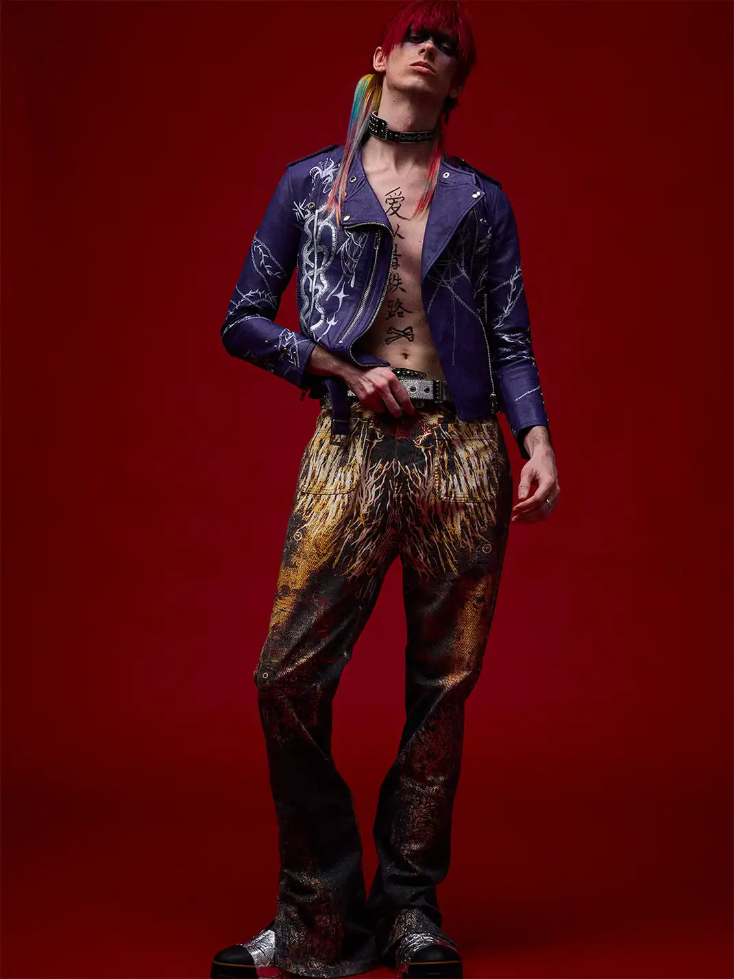 CYCYCY | Feather Print Flared Jeans