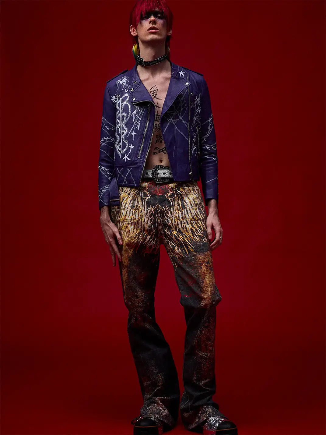 CYCYCY | Feather Print Flared Jeans