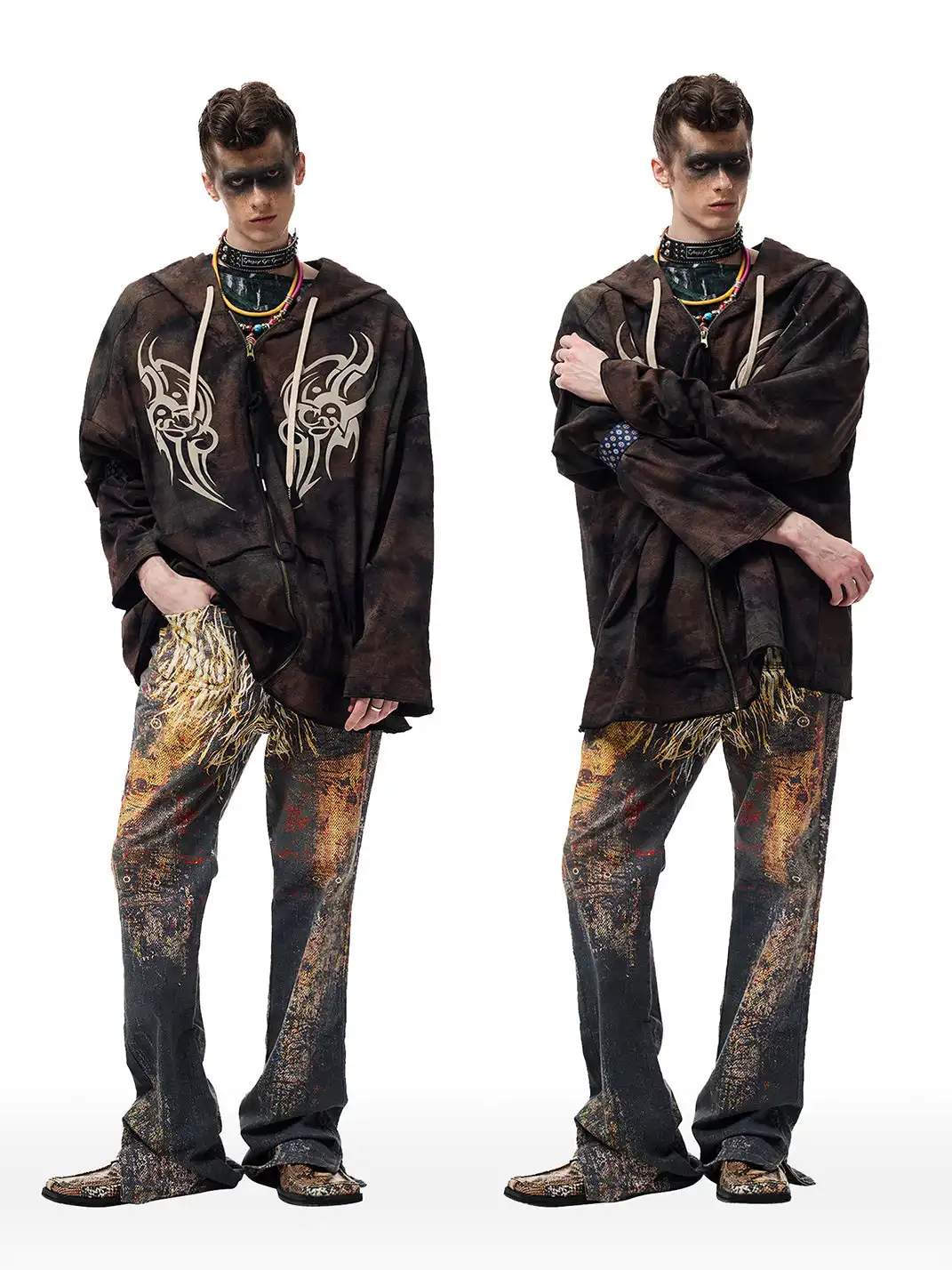 CYCYCY | Feather Print Flared Jeans