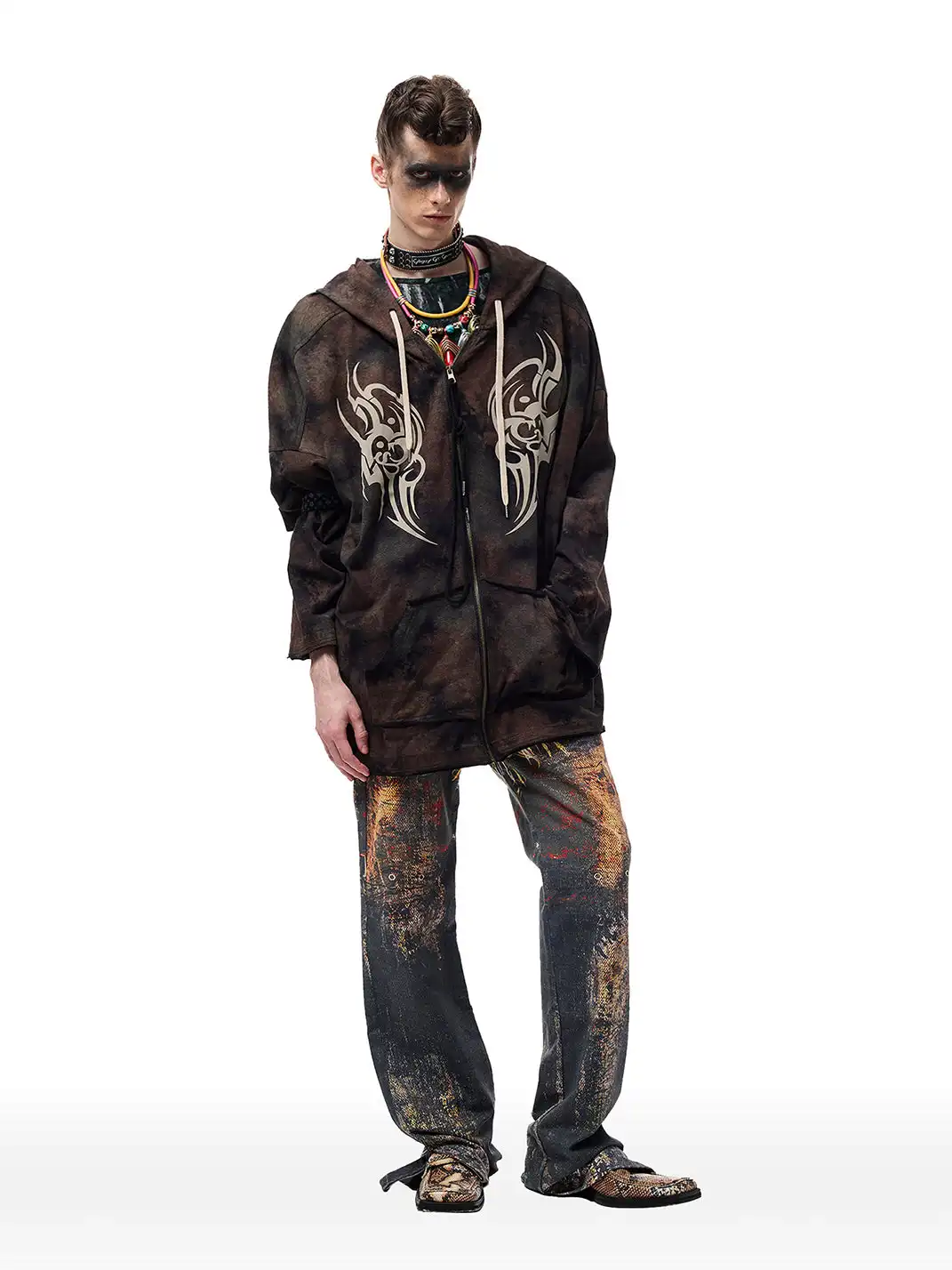 CYCYCY | Feather Print Flared Jeans