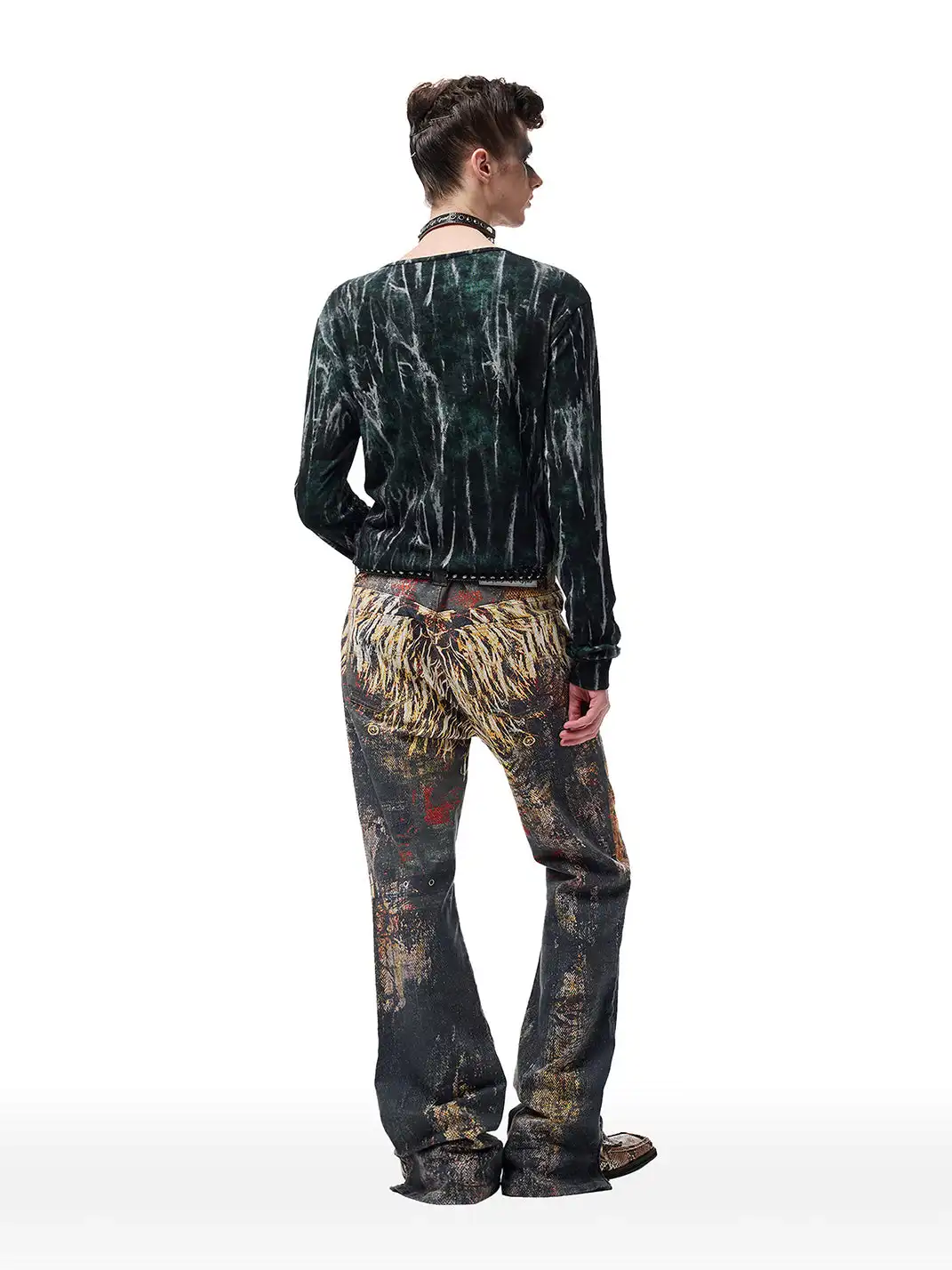 CYCYCY | Feather Print Flared Jeans