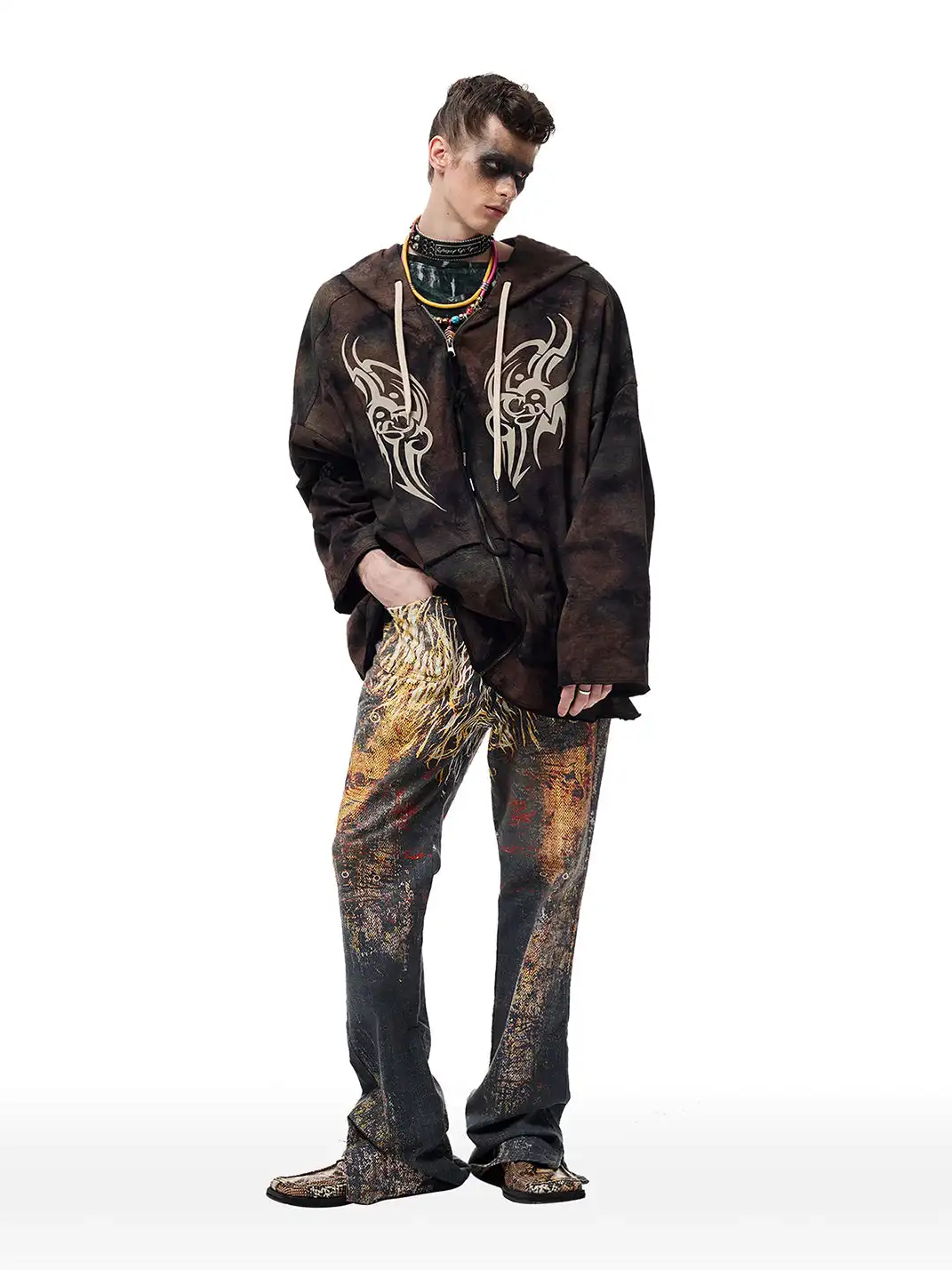 CYCYCY | Feather Print Flared Jeans
