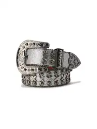 CYCYCY | Retro Gray X-Buckle Studded Belt