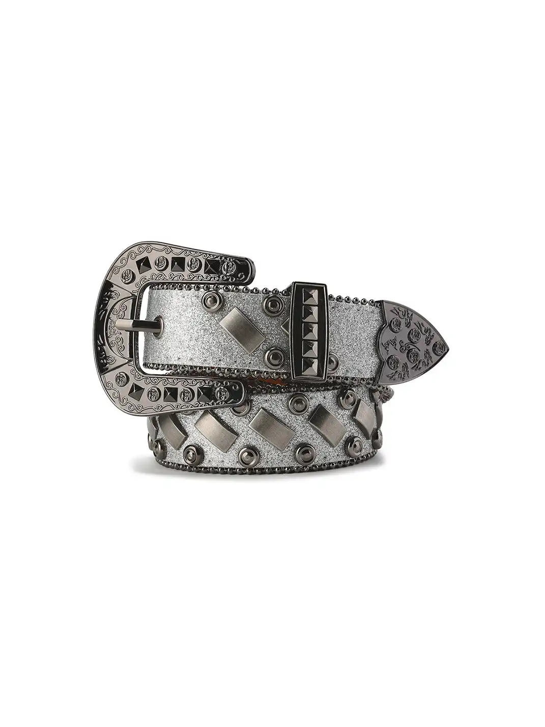 CYCYCY | Gray Slanted Buckle Rivet Belt