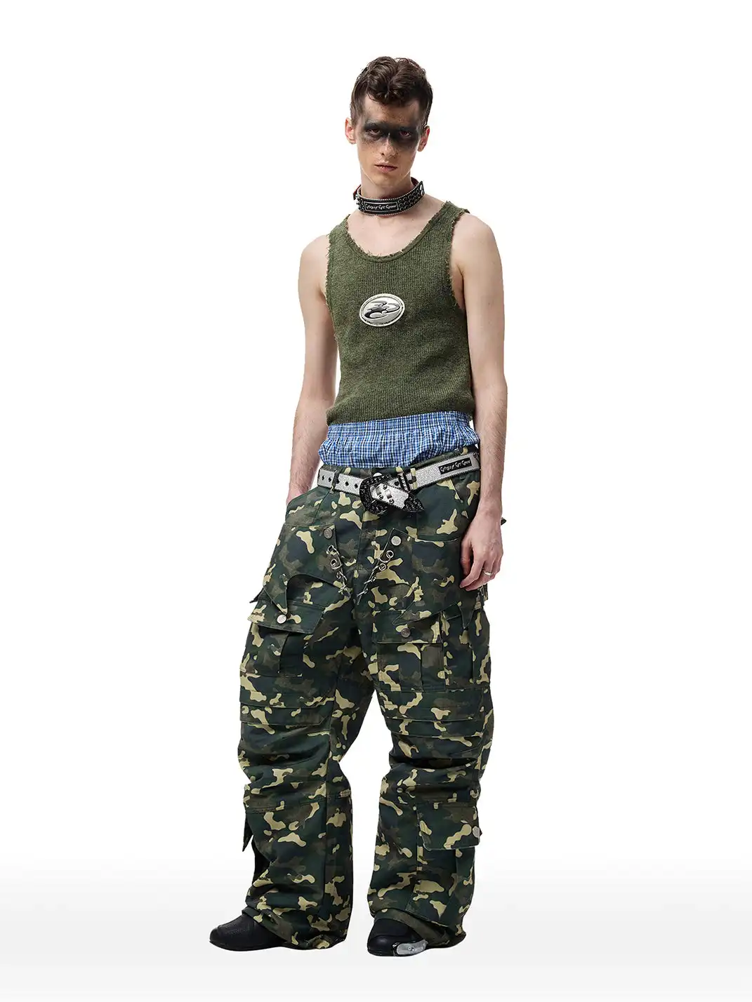 CYCYCY | Gray Slanted Buckle Rivet Belt