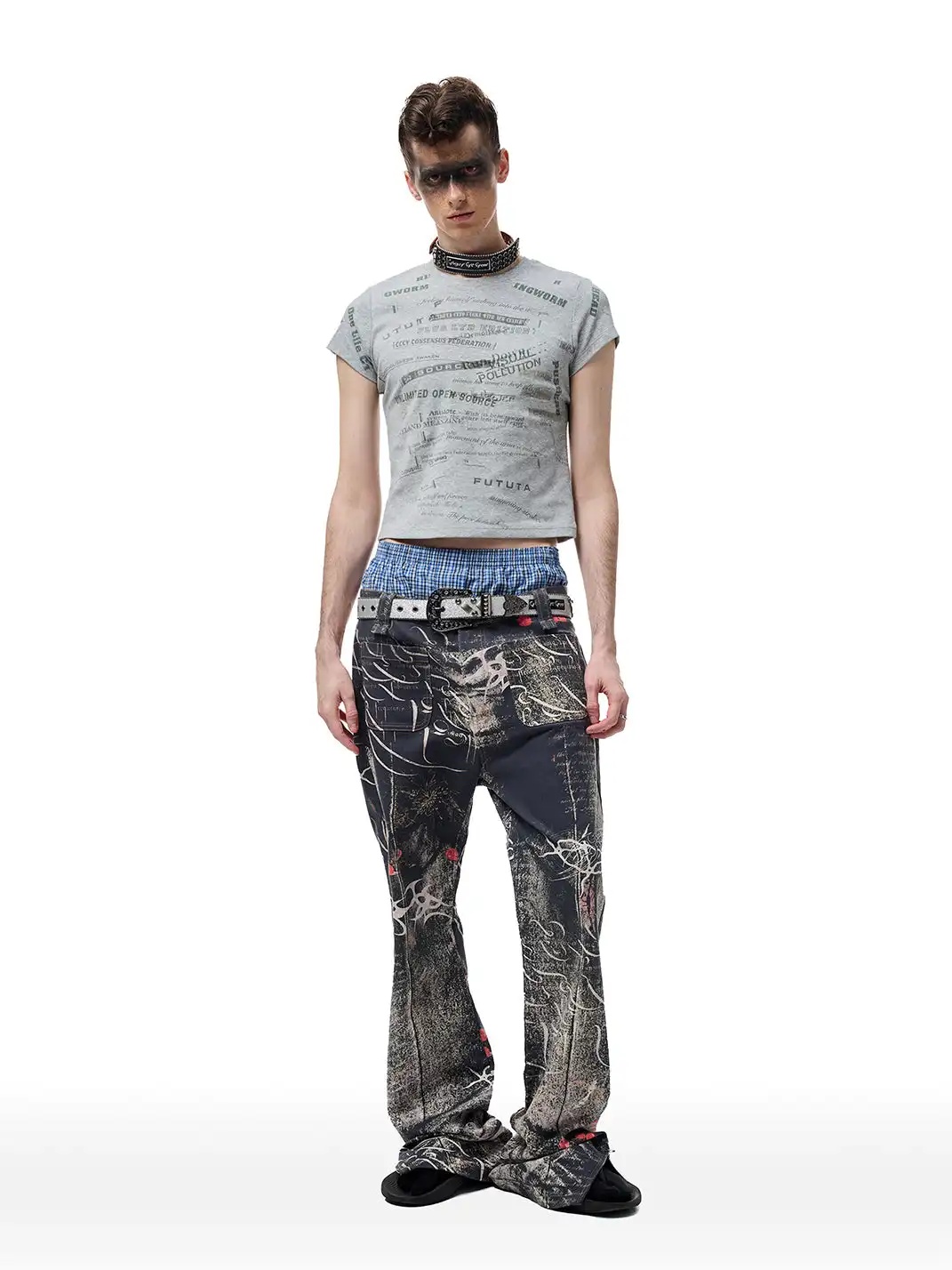 CYCYCY | Gray Slanted Buckle Rivet Belt