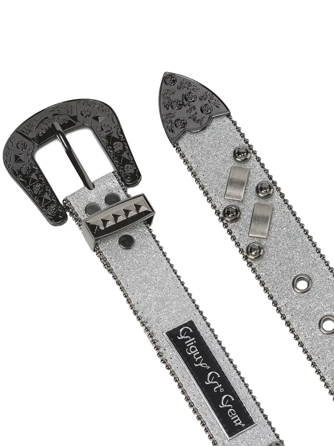 CYCYCY | Gray Slanted Buckle Rivet Belt