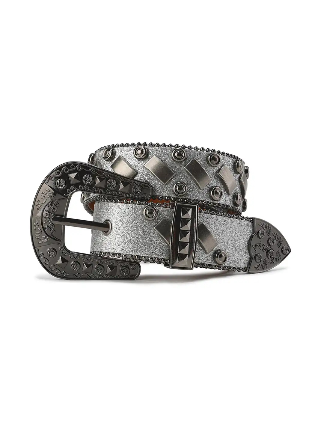CYCYCY | Gray Slanted Buckle Rivet Belt