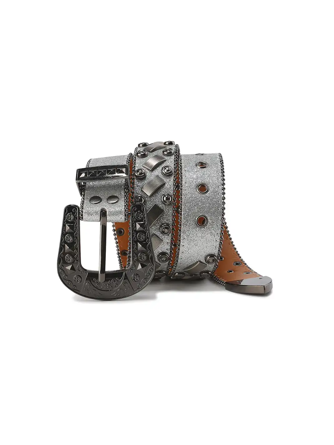 CYCYCY | Gray Slanted Buckle Rivet Belt