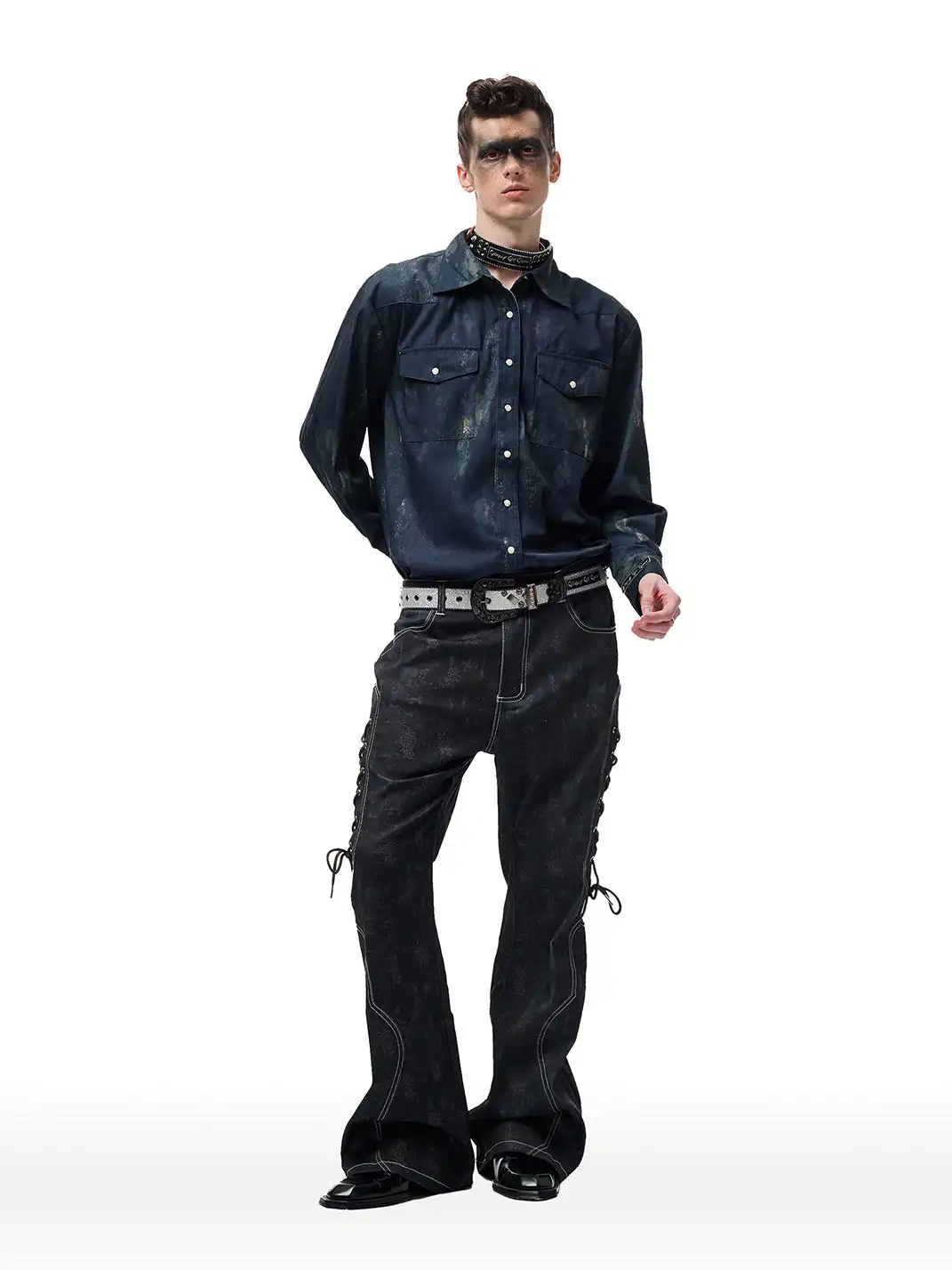 CYCYCY | Gray Slanted Buckle Rivet Belt