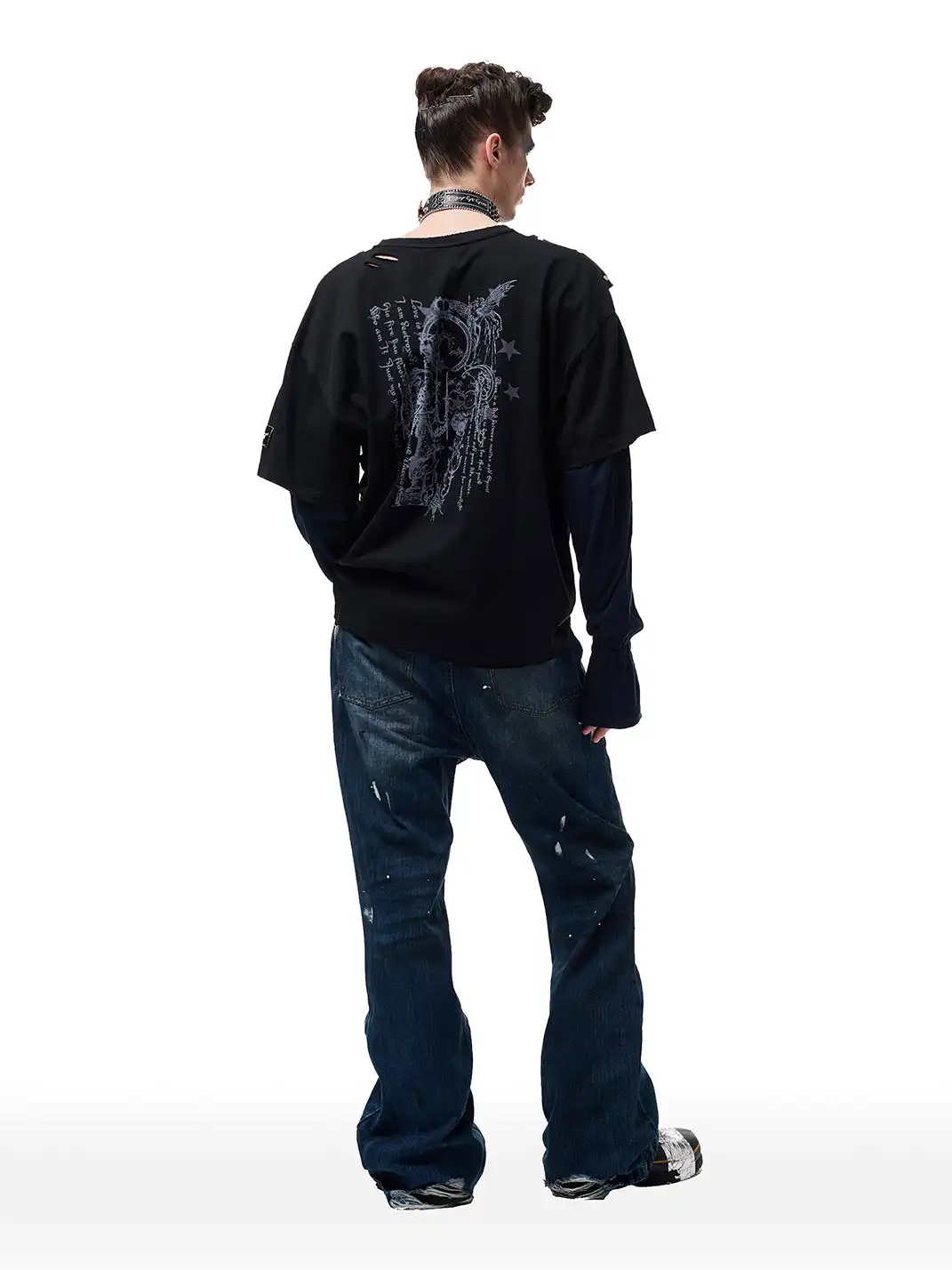 CYCYCY | Dirty Ripped Jeans With Ink Splatter