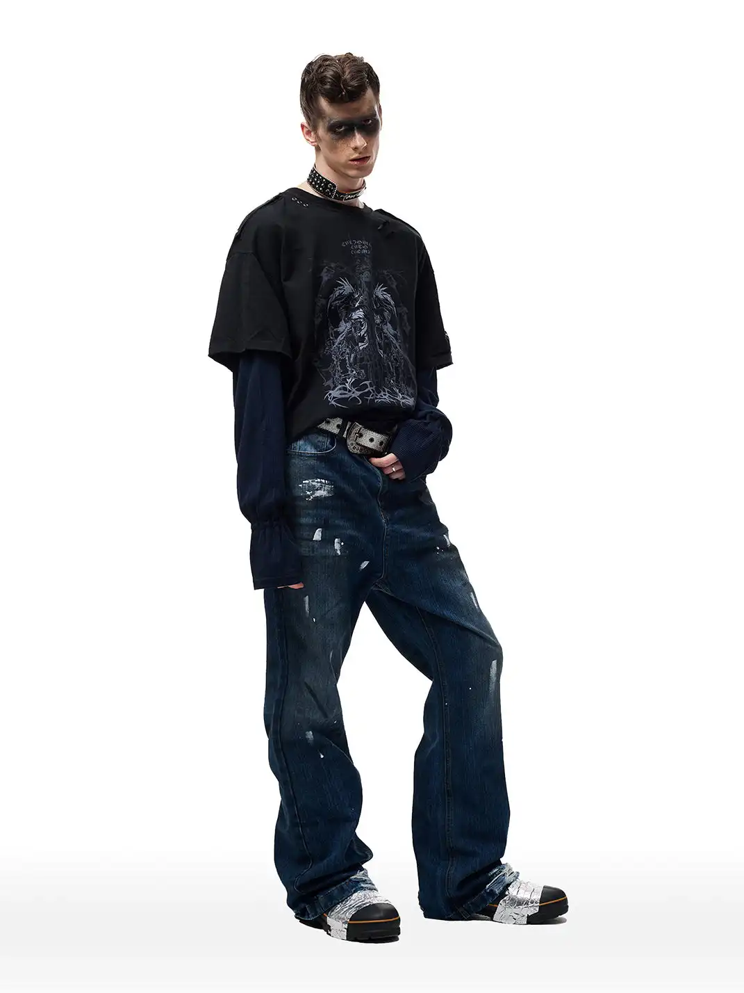 CYCYCY | Dirty Ripped Jeans With Ink Splatter